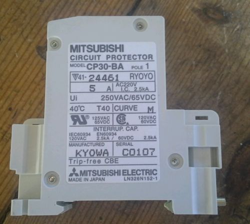 Mitsubishi Electric CP30-BA-1P-5A 1 Pole Circuit Breaker  AC/DC