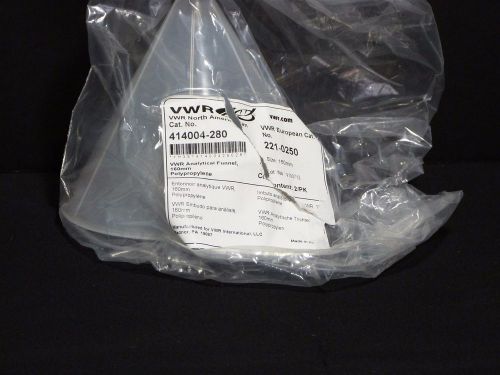 New open package 1 vwr analytical funnel 160mm polypropylene cat. no. 221-0250 for sale