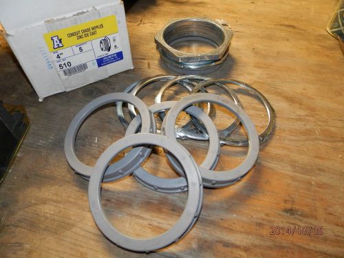 Lot of    5 4&#034; inch chase nipples , 5 locknuts, 5 plastic bushings all new for sale