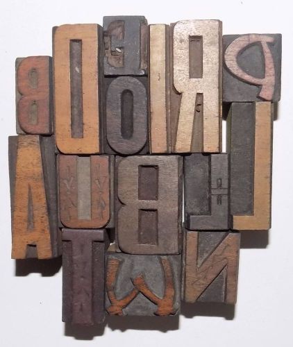 Letterpress Letter Wood Type Printers Block &#034;Lot of 15&#034; Typography #bc-38