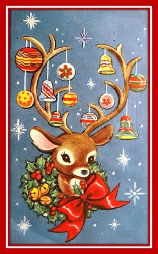 30 Custom Vintage Reindeer Art Personalized Address Labels