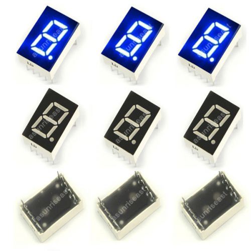 10 x Blue 7 Segment 0.5&#034;  LED Single Digit display Common Cathode 1 Bit 10-Pin