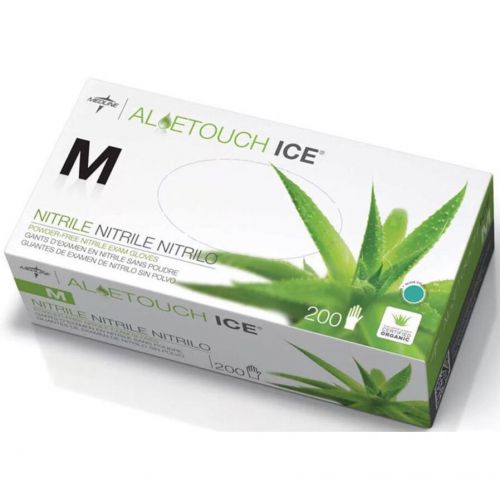 Medline Aloetouch Ice Exam Gloves, Powder/Latex Free, Medium size,  200/Box