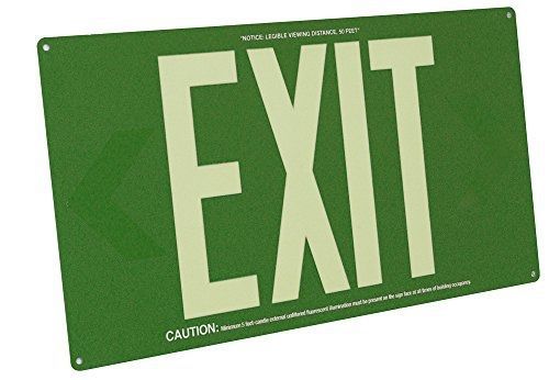 Fulham FLPL50SG Freelite Photoluminescent Exit Sign with 50-Feet Viewing