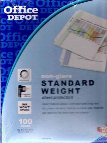 Office Depot Sheet Protectors, Standard Weight, 498-761, Sealed Box of 100