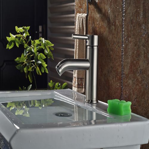Bathroom basin Faucet Nickel Brushed Deck Mounted Sink Mixer Faucet One Handle