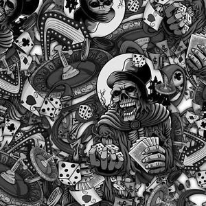 HYDROGRAPHIC HYDRODIP hydroDIPPING FILM gambling Skull Casino Poker Cards Vegas