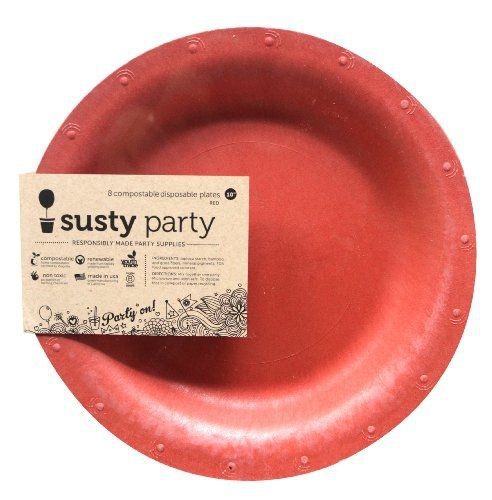 Susty Party 10 inch Plate Red, pack of 8