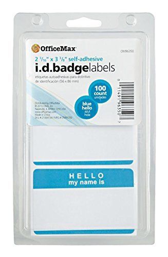 OfficeMax BLUE 2 3/16&#034; x 3 3/8&#034; Self-Adheive ID BADGE LABELS 100 count Azul