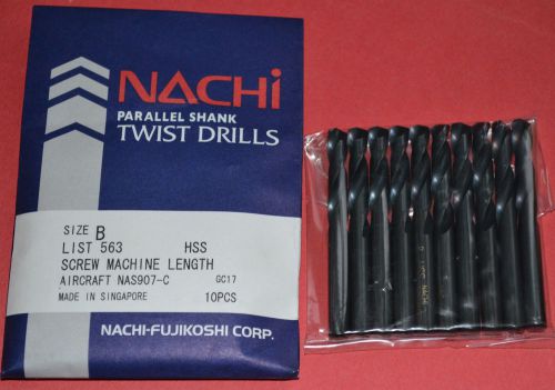 10 Pcs NACHI &#034;B&#034; Screw Machine Length - Aircraft style-Black Oxide  HSS Drills