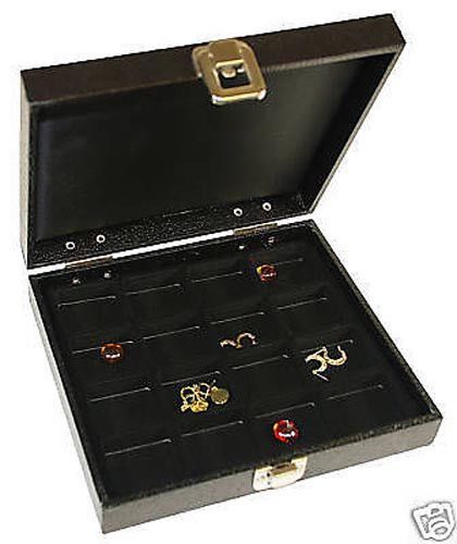 1-16 COMPARTMENT SOLID LID BLACK INSERT JEWELRY DISPLAY