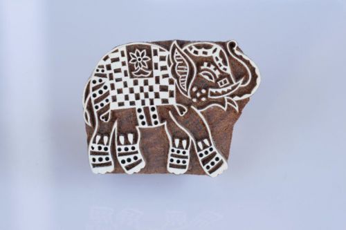 Big size Elephant Indian Hand Carved Textile Printing Blocks Wooden Fabric Stamp