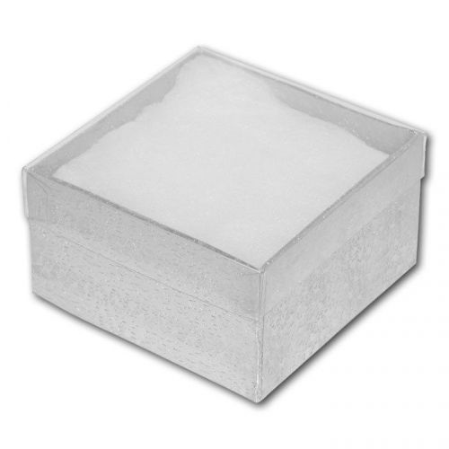 LOT OF 6 SILVER clear top COTTON FILLED BOX JEWELRY BOX PARTY BOX LARGE 3 3/4x2&#034;