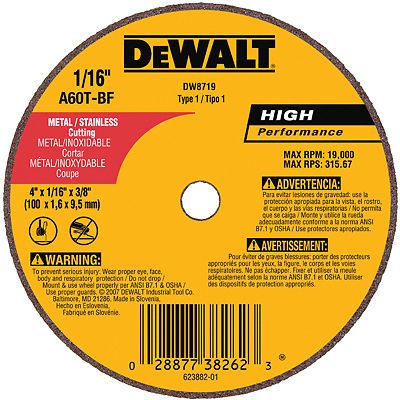 Dewalt accessories - small diameter cutoff wheel, 4 x 1/16  x 3/8-in. for sale