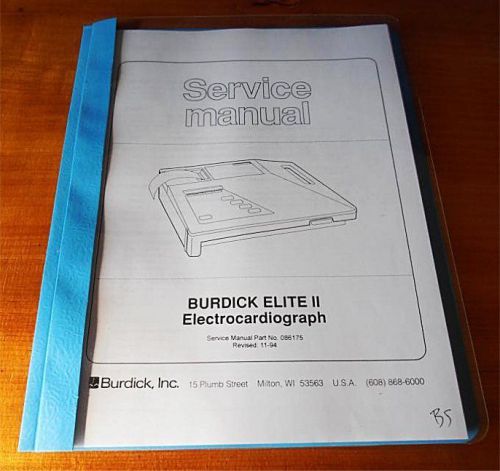Burdick Elite II ECG / EKG Electrocardiograph Service Manual