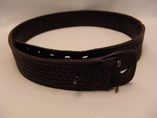 Safariland 875 40&#034; inch Black Leather Police Duty Basketweave Belt 2.2&#034; TRIMMED