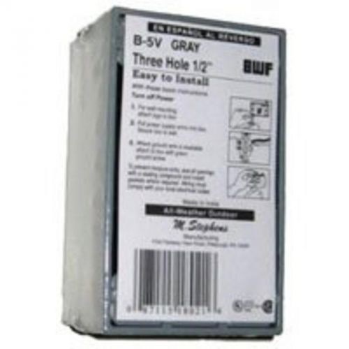 Stephens 1G Weatherproof Gray Box W/3 1/2Hubs Teddico/BWF Outlet Boxes B-5V