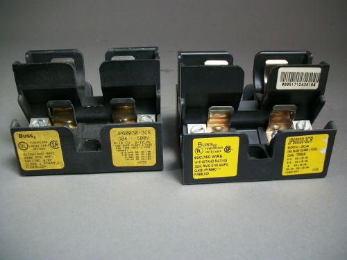 Lot of 2 Buss JP60030-3CR Fuse Holders 600V 30A - USED