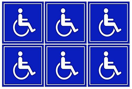 6 pack of disabled / wheelchair symbol ada compliant handicap access 3 x 3 inch for sale