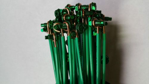 50 PCS Green  Solid Wire 12&#034; Grounding Pigtail 12 AWG Captive GSH 20089 W/Tub