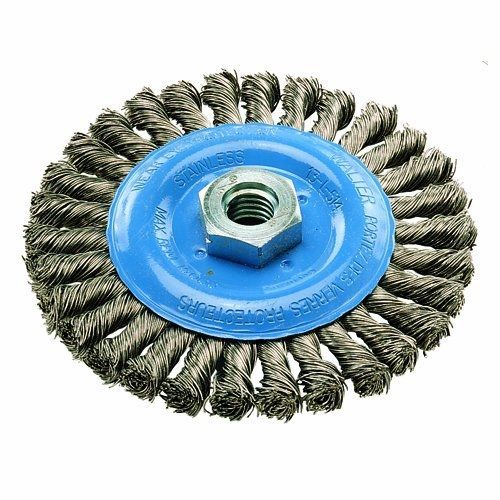 Walter 13L414 Knot-Twisted Wire Wheel Brush, Threaded Hole, Stainless Steel 304,