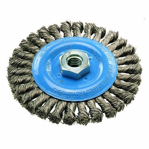 Walter 13L414 Knot-Twisted Wire Wheel Brush, Threaded Hole, Stainless Steel 304,