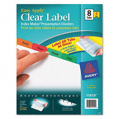 Avery Dennison Ave-11419 Index Maker Punched Clear Label Tab Divider - 40