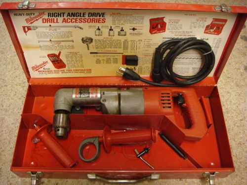 Milwaukee Right Angle 1/2&#034; Drill 1107-1 Power Tool W/ METAL CASE + HANDLES