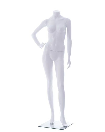 Glossy White Headless Female Mannequin with metal base  PL9HGW