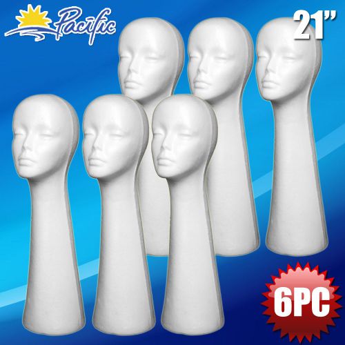 6PC 21&#034; STYROFOAM FOAM MANNEQUIN MANIKIN head display wig hat glasses