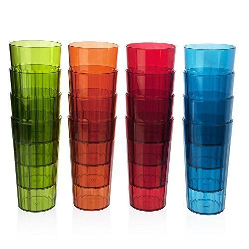 Bellevue Restaurant-quality Plastic 20oz Cafe Beverage Tumblers | Set of 16 in