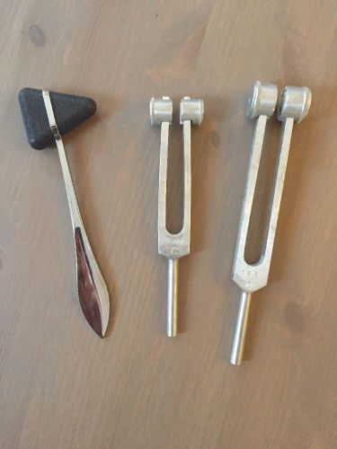 Set Of 2 Tuning Forks And 1 Reflex Hammer GUC