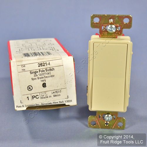 Pass and seymour ivory commercial decorator rocker wall light switch 20a 2621-i for sale