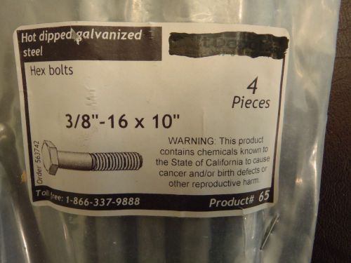 3/8&#034;-16 x 4&#034;, 8&#034; &amp; 10&#034; long - hex bolt hot dip galvanized for sale