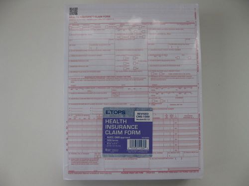 NEW CMS 1500 HCFA Health Insurance Claim Forms (Version 02/12) 500 Forms ~