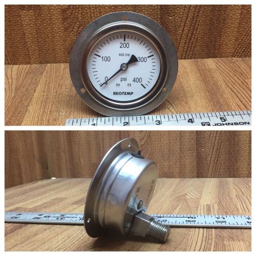 2.5&#034; REOTEMP AISI 316 Stainless Steel 0-400 PSI Gage  Panel Mount Gauge 1/4&#034; NPT