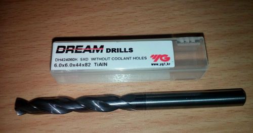 *ORIGINAL*,YG1, DREAM DRILLS 6mm, DH424060K 5xD,without coolant holes pack(1PCS)