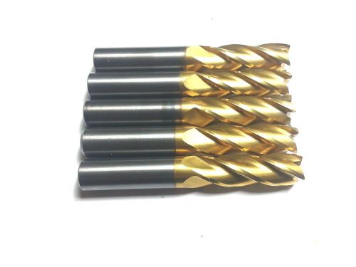 (Lot of 5) 3/8&#034; Kennametal Solid Carbide TiN 4 Flute End Mill (B 271)