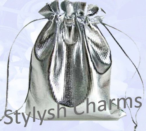 METALLIC GIFT POUCH SILVER TONE Perfect for Gift Giving Italian Charms GP001