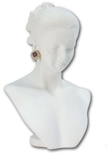 WHITE Necklace Earring Combination Countertop Display Figurine Bust