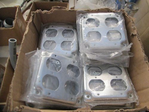 (LOT OF 45) 4&#034; SQUARE INDUSTRIAL DUPLEX ELECTRICAL BOX  2 OUTLET COVER NEW