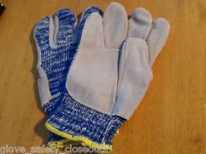 8 pairs medium size 8 cut level 5 cut resistant work gloves with leather palm