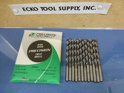 JOBBERS LENGTH DRILL 1/4&#034; TIALN 118 DEG POINT PRECISION TWIST USA $24.00 12PCS