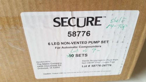 Lot of 9- Secure 58776, 6 Leg Non-Vented Pump Set for Automatic Compounders