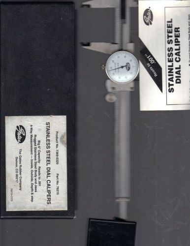 GATES 6 INCH STAINLESS STEEL DIAL CALIPER, 4 WAY MEASUREMENT READS TO .001