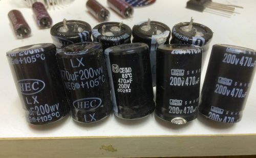 Nine (9) 470uf 200V Capacitors - pulls