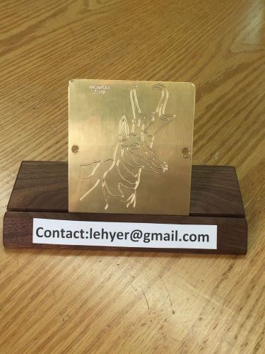 LARGE ANTELOPE SOLID BRASS ENGRAVING PLATE FOR NEW HERMES FONT TRAY LOOK !