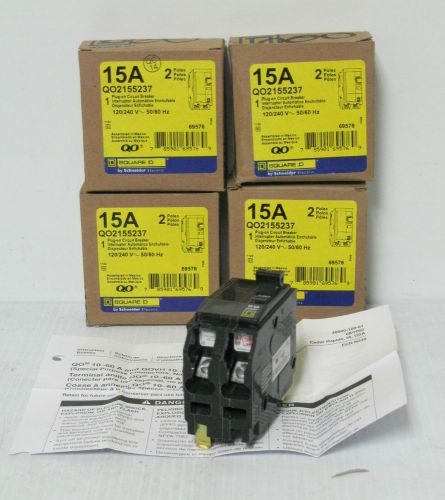 Lot of 4 square d plug-on circuit breakers qo2155237 2 p 120/240 volt 15 amp (k4 for sale
