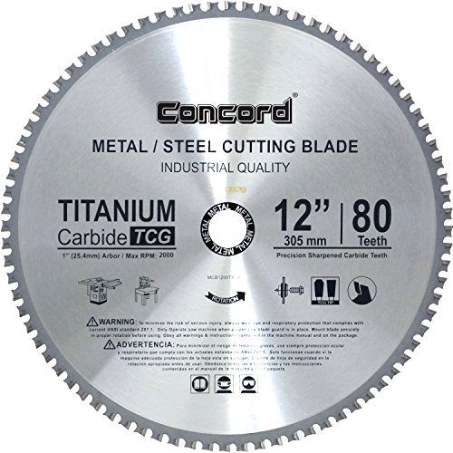 Concord Metal Steel Cutting Blade Precision Sharpened Carbide TCG 12&#034; 80 Teeth