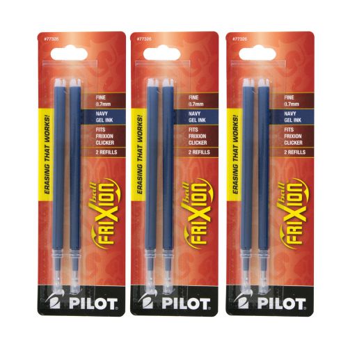 Pilot frixion gel ink pen refills, fine point 0.7mm, navy blue ink, pack of 6 for sale